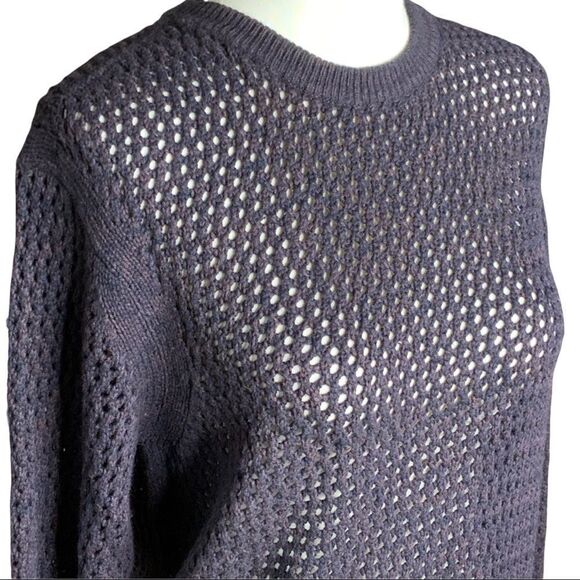 ALL SAINTS chocolate brown open weave crew neck pullover sweater XXS - Picture 4 of 9